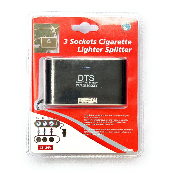 3-way USB with on/off button 12-24V