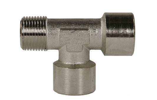 HOSE ADAPTOR NICKEL PLATED BRASS MALE to FEMALE TEE - 3/8" X 3/8"