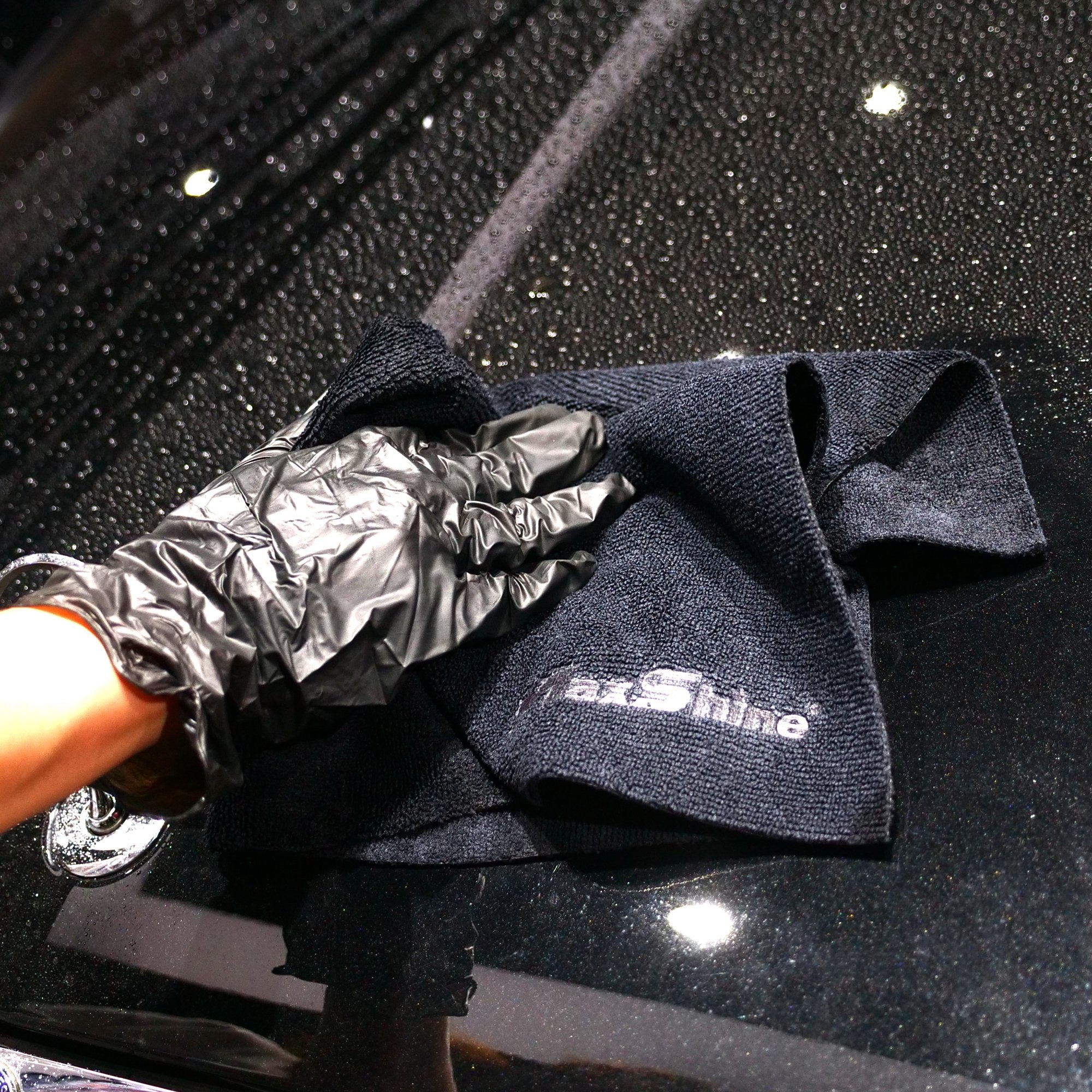 Maxshine 330GSM 16″x16″ All Purpose Microfibre Edgeless Towel Black