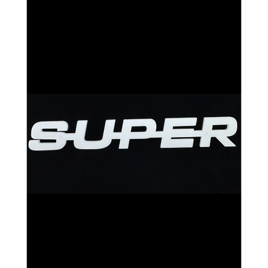 SUPER sign white with mounting screws