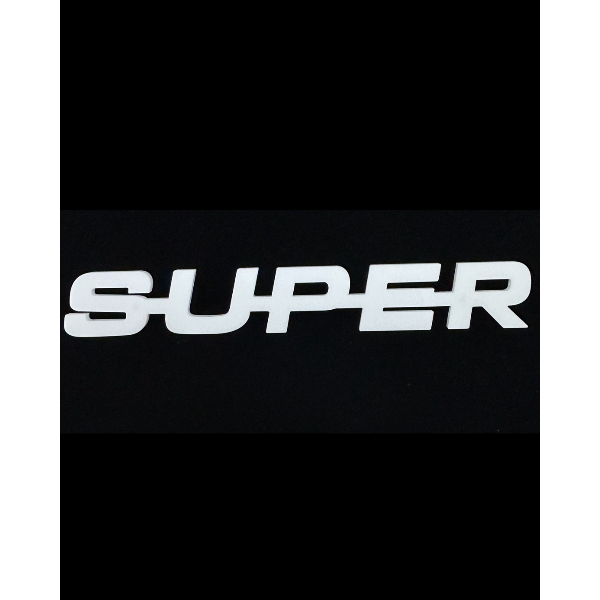 SUPER sign white with mounting screws
