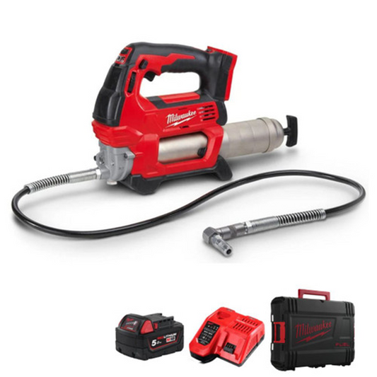 MILWAUKEE M18GG-501X GREASE GUN KIT (1 X 5.0Ah BATTERIES + CHARGER IN HD BOX)