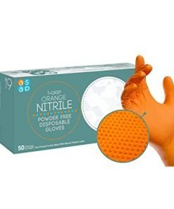 ASAP T-Grip Nitrile Powder Free Gloves, T Grip, Orange CASE (10 box x 50pk)