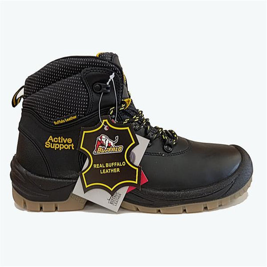 BUFFALO Laced Safety Boots - Black