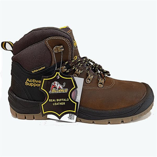 BUFFALO Laced Safety Boot - Brown