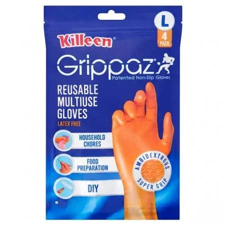 Killeen Reusable Multiuse Large Orange Gloves 4pk